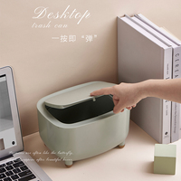 Poubelle de bureau créative multifonctionnelle en plastique à couvercle coulissant, idéale pour le bureau moderne et la maison