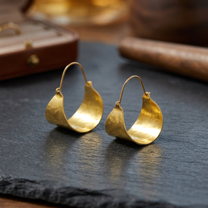 Boucles d'oreilles créoles en argent sterling plaqué or Iroc Sales, tendance, faites à la main, cadeau pour mariage ou fête - Product Image 2
