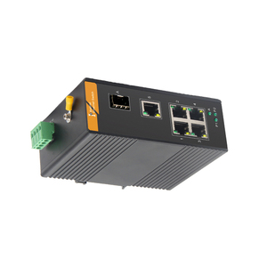 Convertisseur de média industriel avec 5GE+1SFP, liaison montante fibre optique, commutateurs industriels non gérés, double entrée DIN-rail extérieur pour caméra IP - Product Image 1