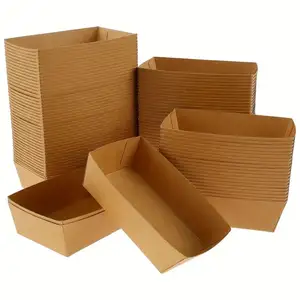 High Quality Square Disposable Food Bakery Dessert Sandwich Macaron And Cookies Containers Rectangle Kraft Paper Box Bowls