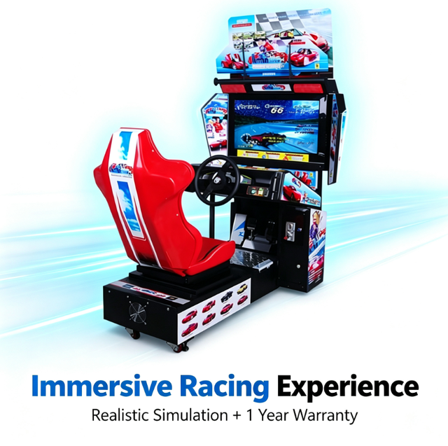 Commercial Racing Game Machine Bill Acceptor Ticket Printer 32Inch Screen Force Wheel For Amusement Park Car Racing Simulator
