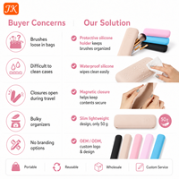 Sac à pinceaux de maquillage en silicone Jinke, fermeture magnétique, trousse de toilette de voyage, étanche, portable, non toxique, vente en gros personnalisée OEM
