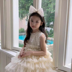 Nuevo Producto, Vestido de Princesa con Estrellas para Niñas, Primavera-Verano, Vestido de Alta Gama para Actuaciones de Piano - Product Image 1