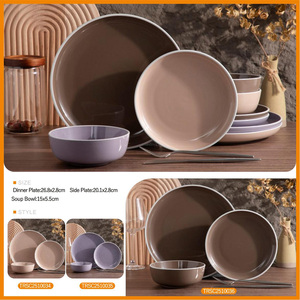 18 Piece Sample Available Restaurant <b>Dinnerware</b> <b>Sets</b> White Edge Ceramic Tableware <b>Set</b> Light Purple Modern <b>Dinnerware</b> <b>Set</b> <b>for</b> <b>6</b> - Product Image 6
