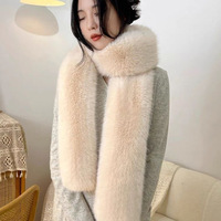 Écharpe longue épaisse en fausse fourrure de renard pour homme, motif uni, style musulman, mode européenne et américaine, châle chaud d'hiver