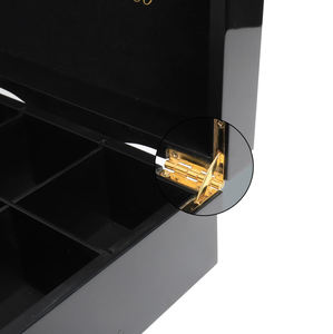 กล่องไม้ MDF ทรงสี่เหลี่ยมผืนผ้า สำหรับบรรจุชา 9 ช่อง  แบบด้านและเงา  ประดับลายปั๊มร้อนสีดำ  งานแฮนด์เมด DS - Product Image 5