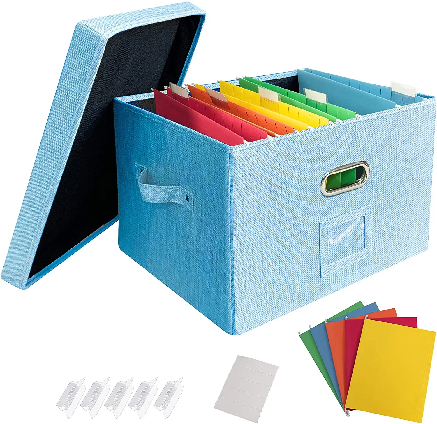 File Organizer Box Office Document Storage with Lid Hanging Filing Home Portable Storage with handle for letter sizer folder