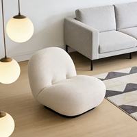 Fauteuil d'appoint en tissu sherpa style crème, en forme de L, rembourrage en éponge haute densité, minimaliste nordique, pivotant, pour salon/chambre