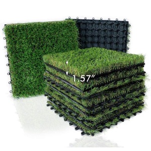 Dalles de gazon artificiel emboîtables personnalisées 30/60 mm, gazon <span class=keywords><strong>puzzle</strong></span> pour terrains de badminton/tennis/football, fil micro-tressé CE - Product Image 1