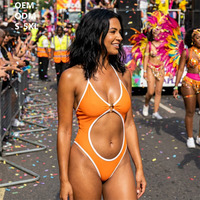 Maillot de bain une pièce noir découpé pour femme, style Monokini, avec bordure contrastante, idéal pour la plage et le carnaval de Trinidad, collection Monday Wear