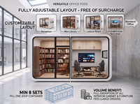 RACA3 Panel Baja Galvanis Aluminium Modular Prefab Pod untuk Kantor, Ruang Penerima Tamu, Mini Perpustakaan, Kios Ritel, Bilik Karaoke