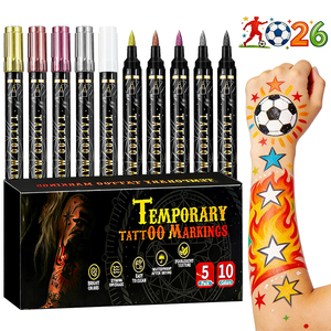 Marcadores de Tatuajes Temporales de Doble Punta, Ecológicos, de Plástico, <span class=keywords><strong>para</strong></span> Dibujar en el Cuerpo y la Piel, <span class=keywords><strong>para</strong></span> Fiestas y Festivales - Product Image 1