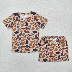 ขายส่งเสื้อยืดพิมพ์ลายลายพรางสำหรับเด็กผู้ชายและกางเกงขาสั้นมีเชือกผูกชุดลำลองฤดูร้อน - Product Image 5