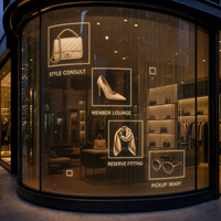 Film LED transparent auto-adhésif pour affichage sur façade vitrée de magasin phare de la mode