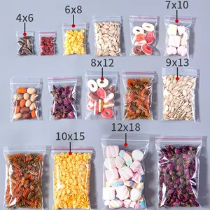 100 Pack Poly Zipper Bag Different Size Small Craft Plastic Clear Reusable Ziplock Bags Storage For Bead