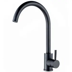 YL 670729 Matte Black Kitchen Sink Faucet High Arc Goose neck Single Handle Stainless Steel Faucet Tap