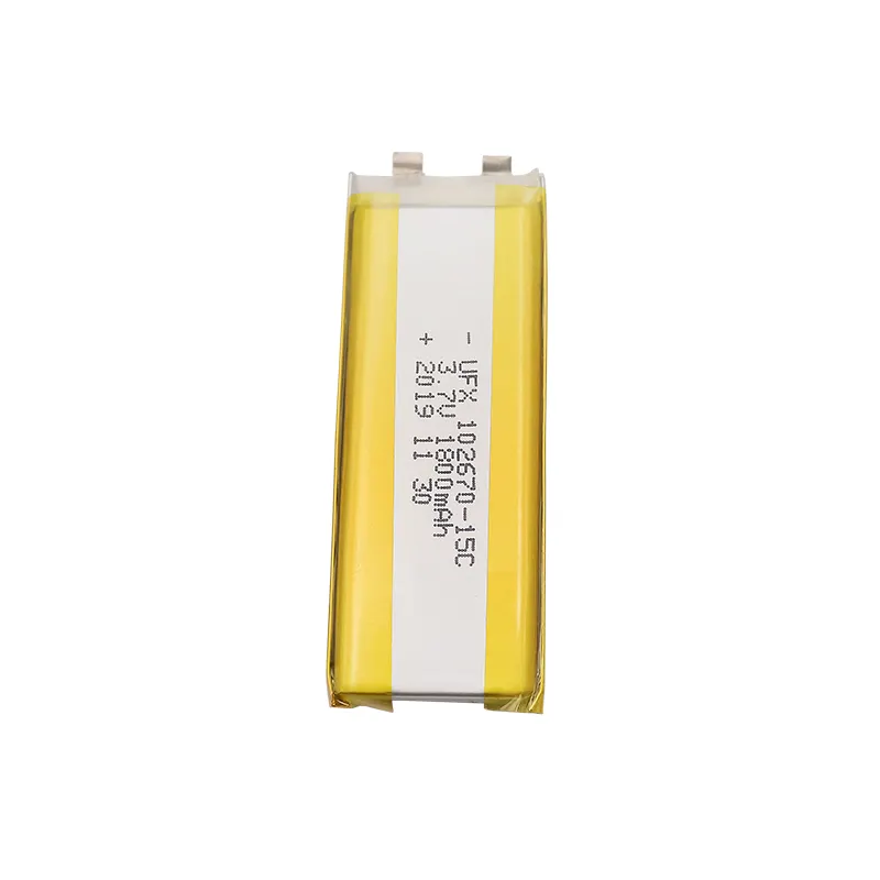 סין סוללה חברת CustomizedBattery מופעל דוד אלחוטי UFX 102670-15C 1800mAh 3.7V גבוהה C-דירוג סוללה