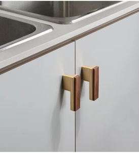 Poignées de porte d'armoire en alliage de zinc et bois, design contemporain durable, pour tiroirs de cuisine et de chambre, commodes – Simples et élégantes - Product Image 4