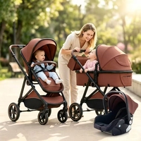 Poussette 3-en-1 à prix d'usine, système de voyage pour bébé, pliable, cadre en acier, facile à manœuvrer pour la promenade quotidienne
