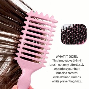 Brosse à <span class=keywords><strong>cheveux</strong></span> en paille de blé et silicone avec logo personnalisé, peigne démêlant à dents larges, masseur de cuir chevelu, brosse à shampooing pour <span class=keywords><strong>cheveux</strong></span> <span class=keywords><strong>bouclés</strong></span> secs ou mouillés - Product Image 5