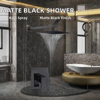 Système de douche mural haute pression en acier inoxydable brossé avec poignée, jets de pluie et de massage pour salle de bain d'hôtel