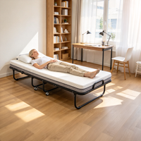 Lit pliant ISO9001 avec matelas, lit d'appoint portable, mousse à mémoire de forme épaisse, emballage personnalisé pour l'exportation, fabricant pour hôtel