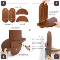 Rak dinding kayu walnut melengkung bergaya abad pertengahan untuk dekorasi dalam ruangan kamar mandi ruang tamu, digunakan untuk menempatkan bunga