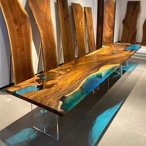 Meubles de salle à manger de style moderne et luxueux, table à manger, table en époxy, table basse transparente en époxy - Product Image 2