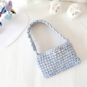 Bolso de ganchillo hecho a mano estilo informal de verano nuevo en línea bolso tejido popular tiras de tela forro de poliéster puramente hecho a mano rafia - Product Image 4