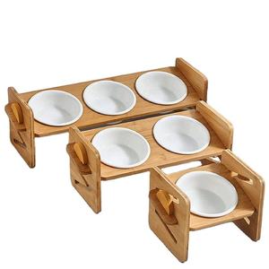 Cuenco de alimentación de bambú inclinable de alta calidad para perros y gatos - Product Image 1