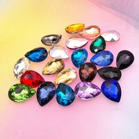 Strass 3D en verre, forme goutte, motif griffe dorée, 24 couleurs, à dos plat, technique à coudre, 10x14mm/13x18mm, non thermocollants, en vrac, pour nail art