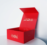 Caja de Regalo de Papel Roja de Lujo Personalizada con Cierre Magnético, Impresión de Logotipo en Lámina Dorada y Cartón Rígido para Empaque Premium