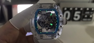 Hot-selling, Fashionable, Custom-made High-quality 055 Crystal Blue Transparent <b>Skeleton</b> Tourbillon <b>Automatic</b> Mechanical <b>Watch</b> - Product Image 3