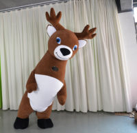 Costume de Mascotte Gonflable Personnalisé pour Adulte, en Peluche, Motif Élan, avec Cornes de Cerf, Idéal pour les Fêtes de Noël et les Carnavals