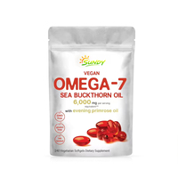 Gélules végétaliennes d'huile d'argousier et d'onagre oméga-7 OEM/ODM, équivalent 6000 mg, 240 gélules, sans OGM, complément alimentaire