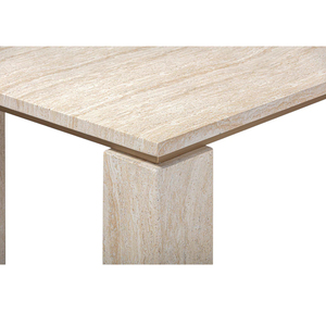 Kumusi Furniture Modern Marble Rectangle <strong>Dining</strong> Table with <strong>Chairs</strong> <strong>Set</strong> <strong>4</strong> 6 8 Seater Beige Travertine Stone Metal Furniture Design - Product Image 5