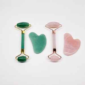 Herramientas de Cuidado de la Piel al por Mayor, Rodillo Facial de Cristal Natural Personalizado, Rodillo Facial de Cuarzo Rosa, Set de Gua Sha de Jade - Product Image 5