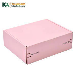 Boîte d'expédition en carton ondulé rose personnalisée avec <span class=keywords><strong>bande</strong></span> adhésive, fermeture éclair auto-adhésive, ouverture facile, pour emballage cosmétique, vente en gros par KAKA - Product Image 1