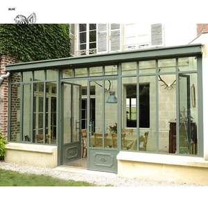 Design moderno personalizzato porte d'ingresso Villa soggiorno ferro battuto quattro stagioni Sunroom case in vetro metallo serra - Product Image 4