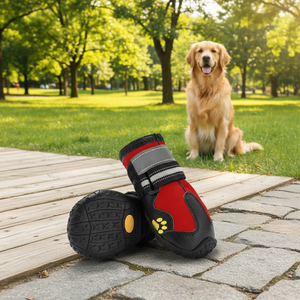 थोक पर्यावरण के अनुकूल पु कुत्ते पालतू जूते गर्म खेल डिजाइन सभी मौसम 4 पीसी जूते - Product Image 1