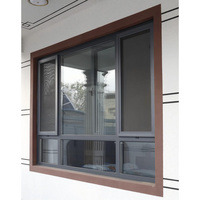 Ventana Abatible de Aluminio con Rotura de Puente Térmico, Estilo Alemán, Eficiente Energéticamente, para Exteriores, Resistente a Huracanes, Certificación CE