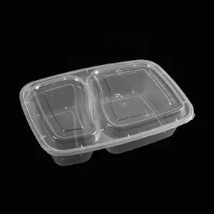 Transparente und schwarze Einweg-Lebensmittel verpackung aus Kunststoff zum Mitnehmen 1000ml Lebensmittel behälter aus Kunststoff Mikrowelle Bento-Box Reismehl box