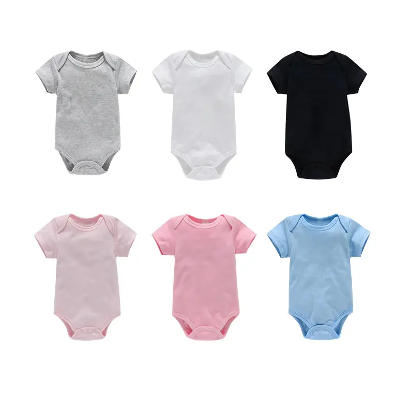 Embroidery cotton baby romper short sleeve envelope infant onesie solid summer soft one piece newborn clothes