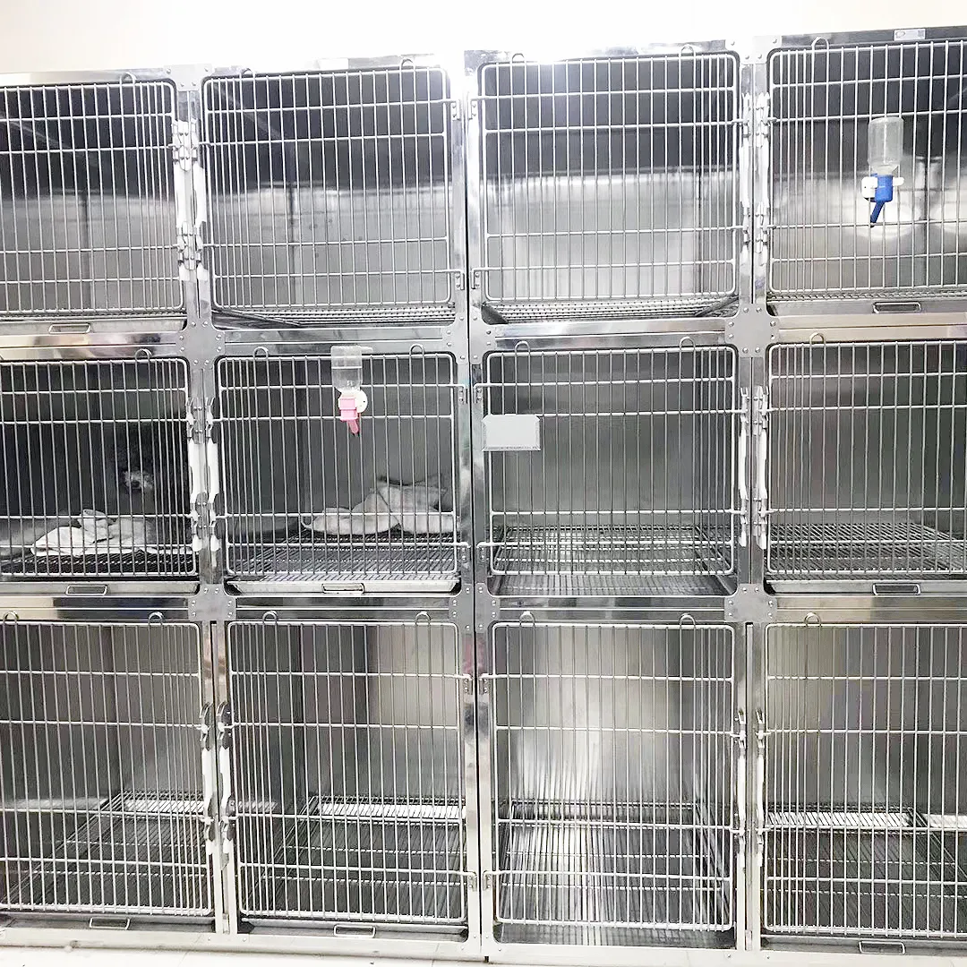 Cage 12 portes Hôpital vétérinaire pour animaux de compagnie clinique acier inoxydable 304 cages pour chiens (modèle A)