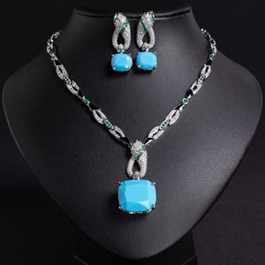 SENYU süper lüks kristal <span class=keywords><strong>CZ</strong></span> taş 2 adet kadınlar takı setleri güzel kübik zirkonya gelin düğün parlak kolye küpe setleri - Product Image 3