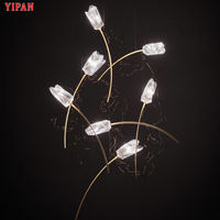 Lampes suspendues en verre en forme de fleur, best-sellers, salon, chambre à coucher, installation facile, lustre LED