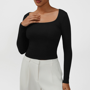 Haut de yoga à manches longues très élastique style LL, couleur unie, sportif et sexy, réversible et respirant, grande taille pour la saison d'automne - Product Image 5