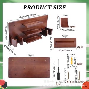 Organizador de bolas de ping pong de madera, estante de almacenamiento de 3 niveles para exhibir equipos de tenis de mesa en el hogar - Product Image 4