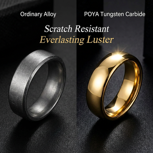 POYA 2/4/6/8mm Scratch Resistant Gold Tungsten Carbide Wedding Band, Comfort Fit Matching <strong>Ring</strong> for <strong>Men</strong> Women - Product Image 5