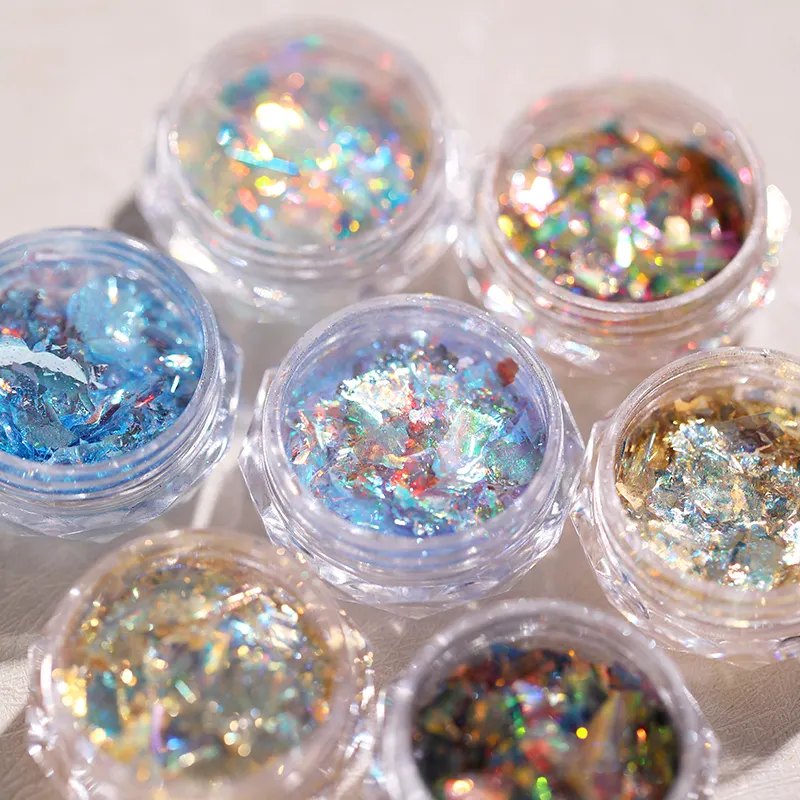 Commercio all'ingrosso Yunjin Opal Aurora accessori per unghie polvere Shiny Glitter Nail Art Powder Summer Nail Decoration